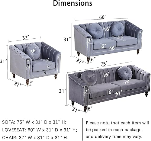 Miniatura 2 de Moderno conjunto de sofá Chesterfield de terciopelo de lujo, sillón de franela, reposabrazos enrollados tapizados para sala de Estar, dormitorio,