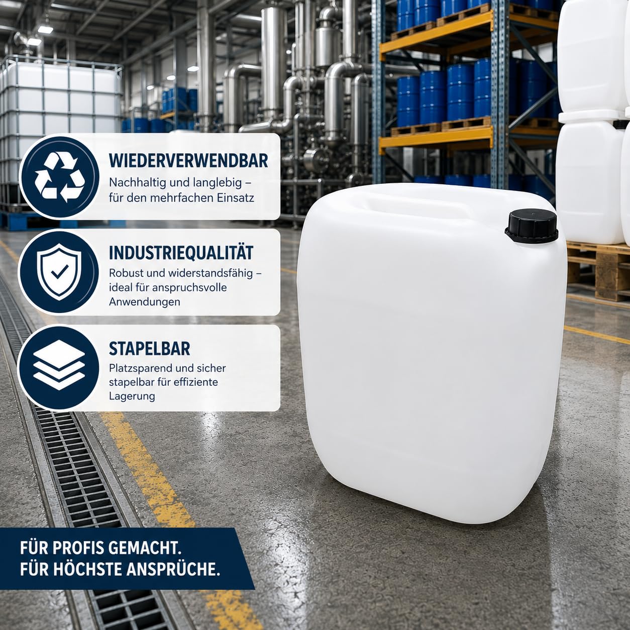 kanister-vertrieb® 10 Stück 30 L Kanister Wasserkanister Kunststoffkanister natur DIN61 + Etiketten