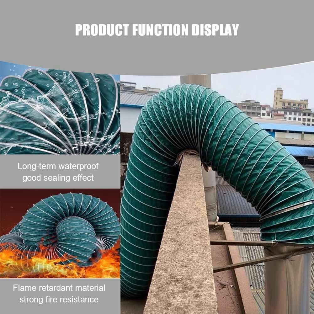 Manguera de conducto de aire flexible ignífuga para ventilación de secadora, 320 mm de diámetro, 5,9 m de longitud, incluye 2 abrazaderas, perfecta para calefacción y refrigeración, eficiencia de