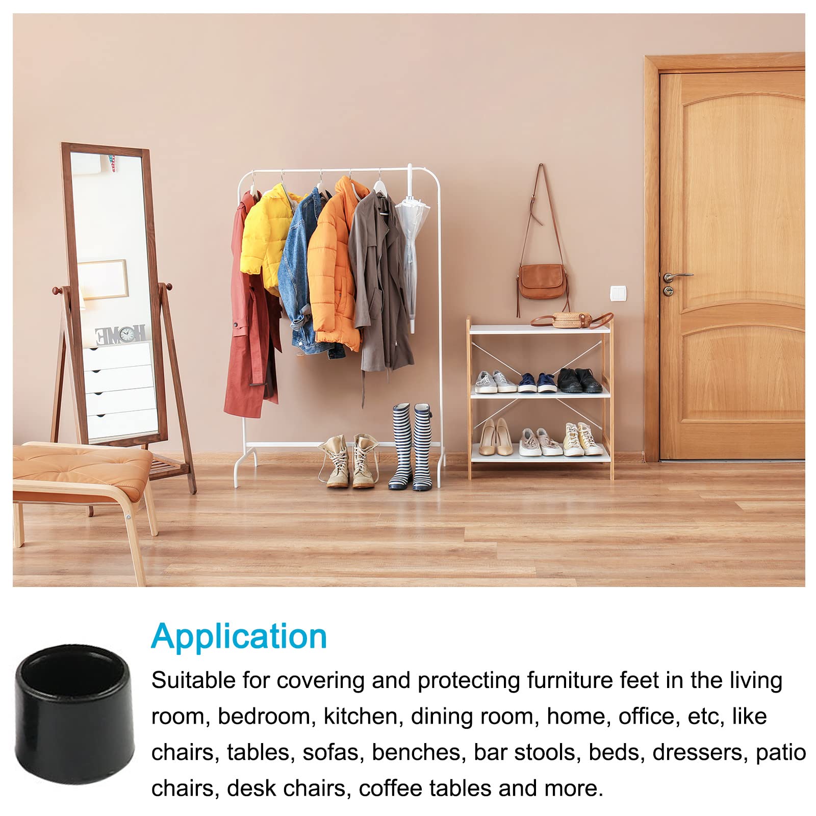 METALLIXITY Chair Leg End Cover (16mm Dia) 32Pcs, PVC Furniture Feet Caps Floor Protector - for Sofa Table Patio Chairs Black - Image 3