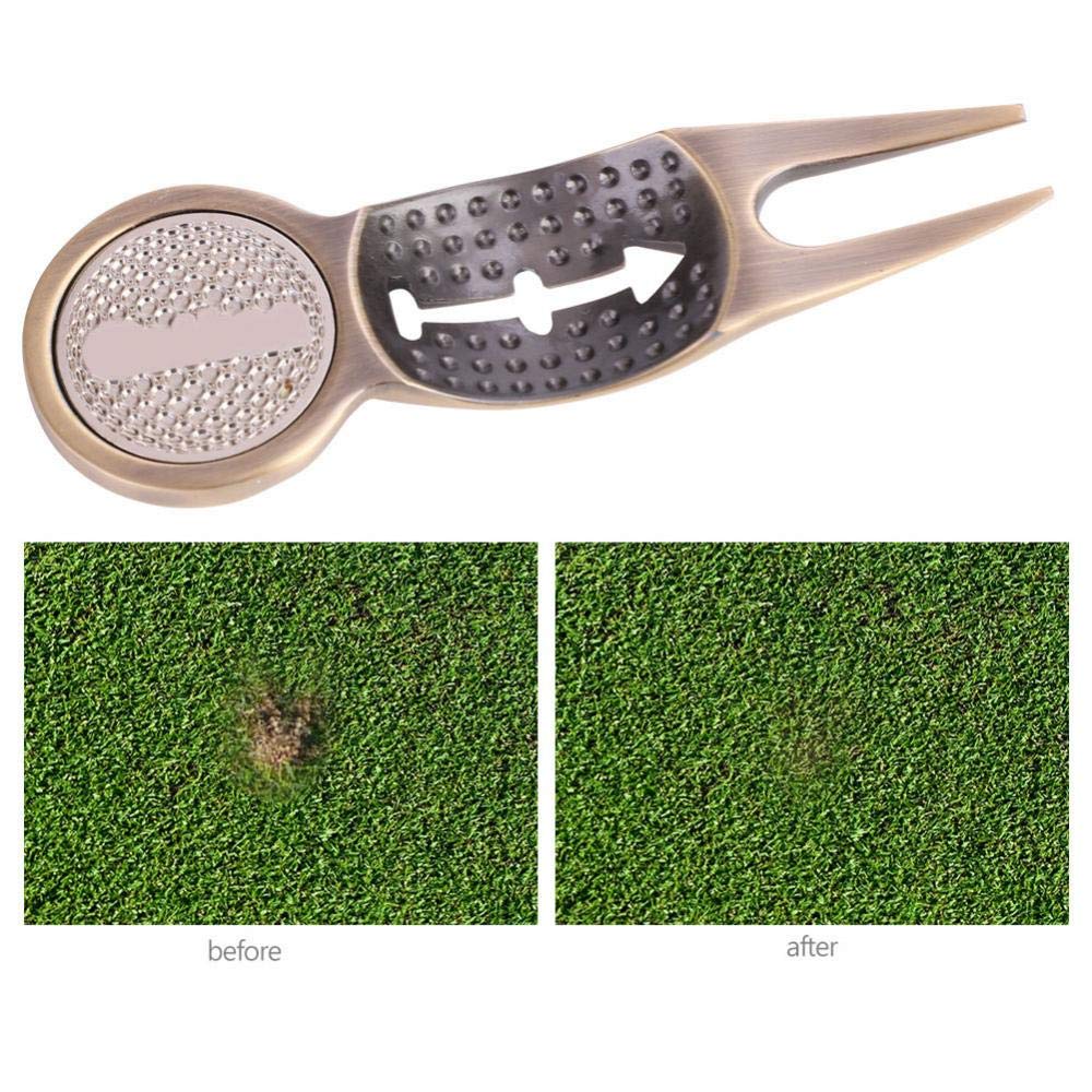 Strumento di Riparazione Divot 3 in 1 in Alluminio Verde per Golf