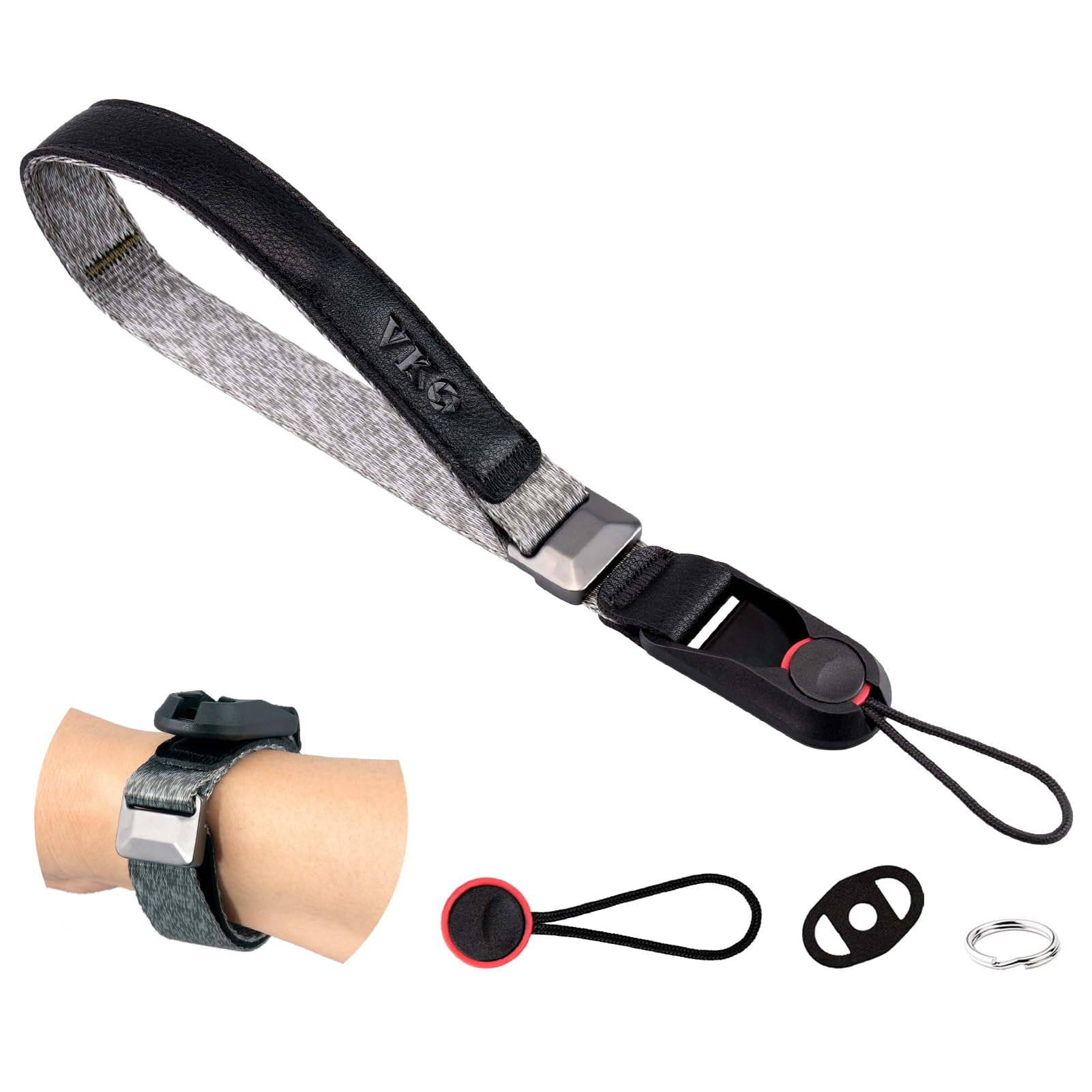 Vko Black Grey Camera Wrist Strap Adjustable Quick Release Lanyard Tether Wristband For Man Woman Photographers Slr Dslr Digital Mirrorless Cameras(Black-Grey)