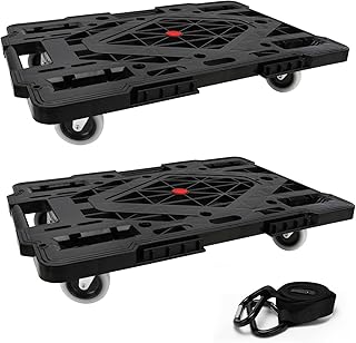 Insdawn Dolly Cart Furniture Dolly 4 Wheels Heavy Duty Flat Moving Dolly Dollies with Wheels 2 Pack,24.4 x 15.8 inch,XXL,880 Lbs Capacity Each Furniture Cart, Black Moving Cart with Wheels