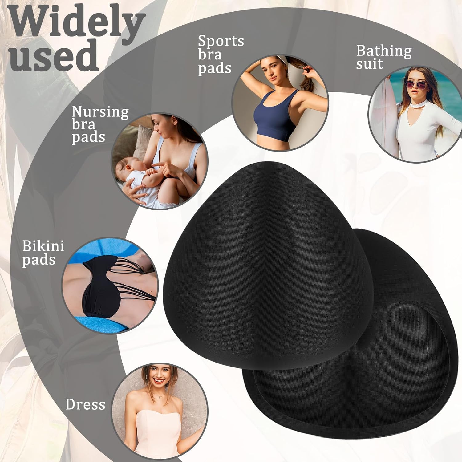 2 Pairs Bra Pads Iserts Push up Removable Breast Enhancers Inserts Breathable Push Up Bra Pads Sew in Bras Ultra Cups for Swimsuit Strapless Dresses - Image 5