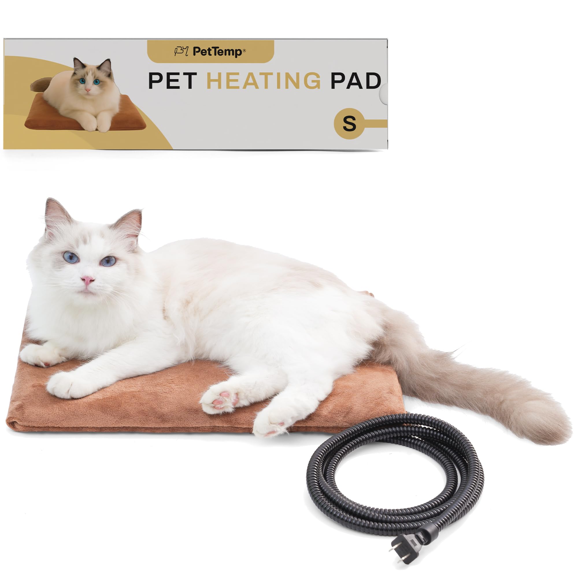 PetTemp Pet Heating Pad for Cats Dogs Indoor & Sheltered Outdoor Waterproof Heated Cat Bed Heated Dog Bed Chew Resistant Cord Constant Temperature