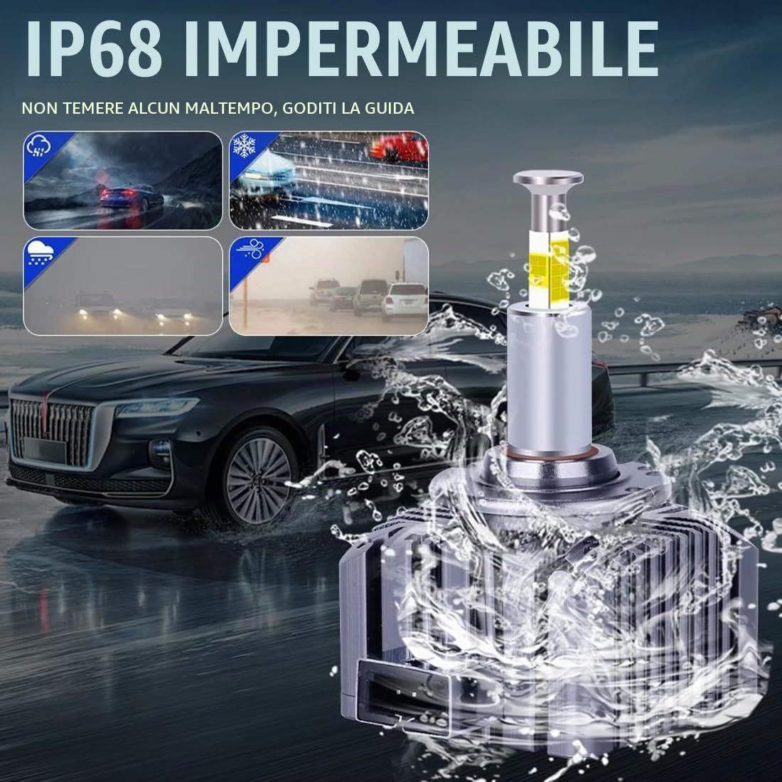 SageSunny Kit di conversione per fari auto D2S LED Bulb 360° 6000k bianco 110W, confezione da 2-24 mesi di garanzia