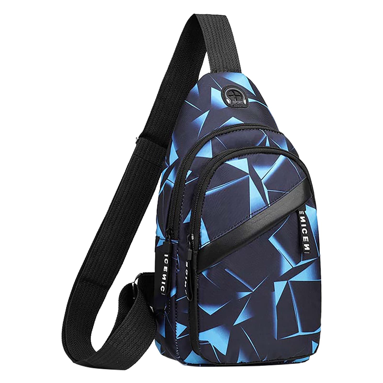 Hzling Unisex Blue Over The Shoulder Bag Women 2022 Korean Version Chest Bag Men's Fashion Men's Messenger Bag Cloth Leisure Bag Canvas Small Backpack Black Shoulder Bag (, One Size)