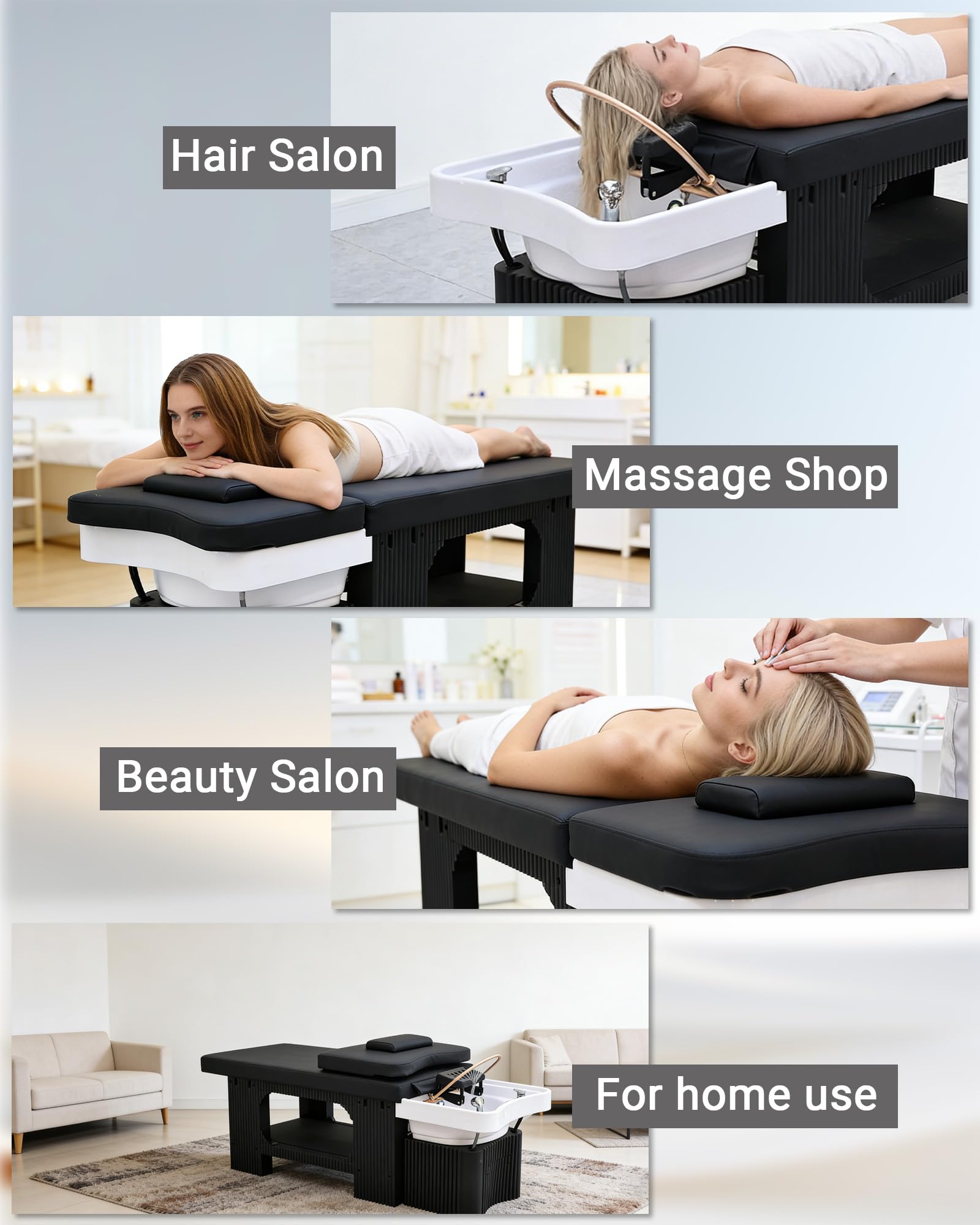 Head Spa łóżko do masażu, łóżko szamponowe z parowarem 2,5 l, stół do masażu z systemem cyrkulacji wody, akrylowa miska na szampon, sprzęt spa głowy do salonu fryzjerskiego, salonu piękności