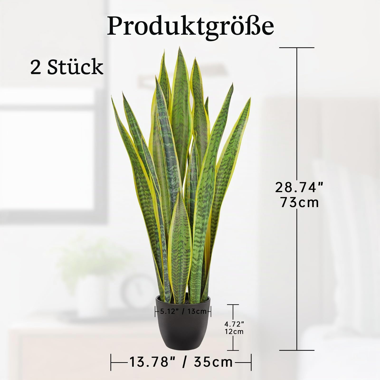 2er-Set Sansevieria Kunstpflanze groß Künstliche Schlangenpflanze 73 cm Wohnzimmer Pflanze Zimmerpflanzen für die Inneneinrichtung im Freien Künstliche Pflanze für den Heimgarten Bürodekoration