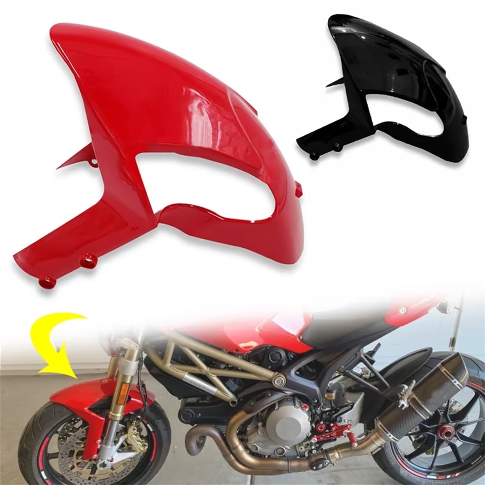 Moto Parafango Per Ducati Per MONSTER Per 696 Per 795 Per 796 Per 1200 Per S4R Per 1100 Per 1100S Per 848EVO Parafango Anteriore Moto Moto Fender(Carbon Fiber Look)