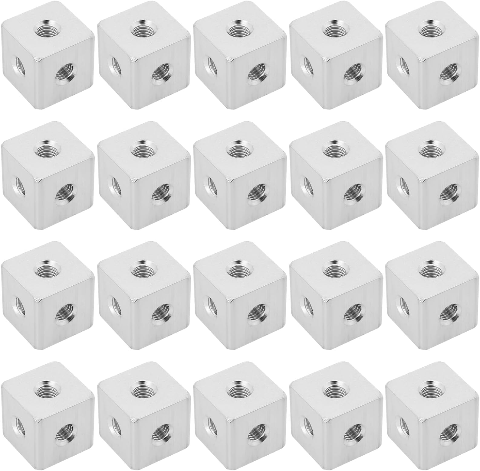 20Pcs M3 Cube Connector Aluminium Profile Hexagonal Square Fixing Block for Fixed Acrylic Sheet Hardware Lighting 10x10x10mm