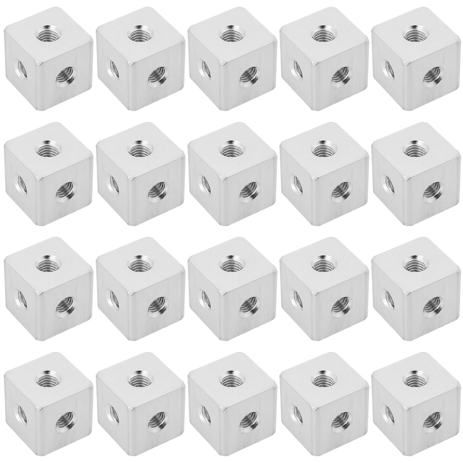 Yinettech 20Pcs M3 Cube Connector Aluminium Profile Hexagonal Square Fixing Block For Fixed Acrylic Sheet Hardware Lighting 10X10x10mm