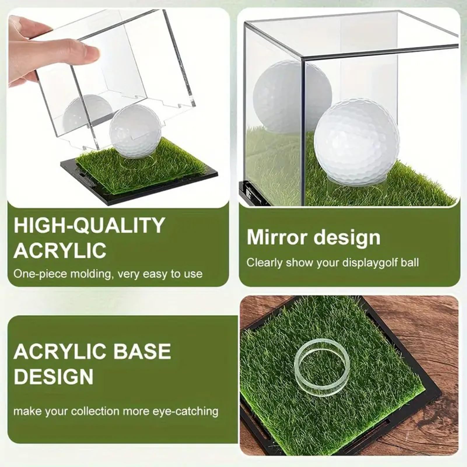 Golfball-Vitrine, leichte Ball-Vitrine, Acrylball-Vitrine, klare Fußballhülle, Ball-Display, transparenter Golfballhalter, 9,7 x 9,7 x 8,9 cm, für Heimdisplay