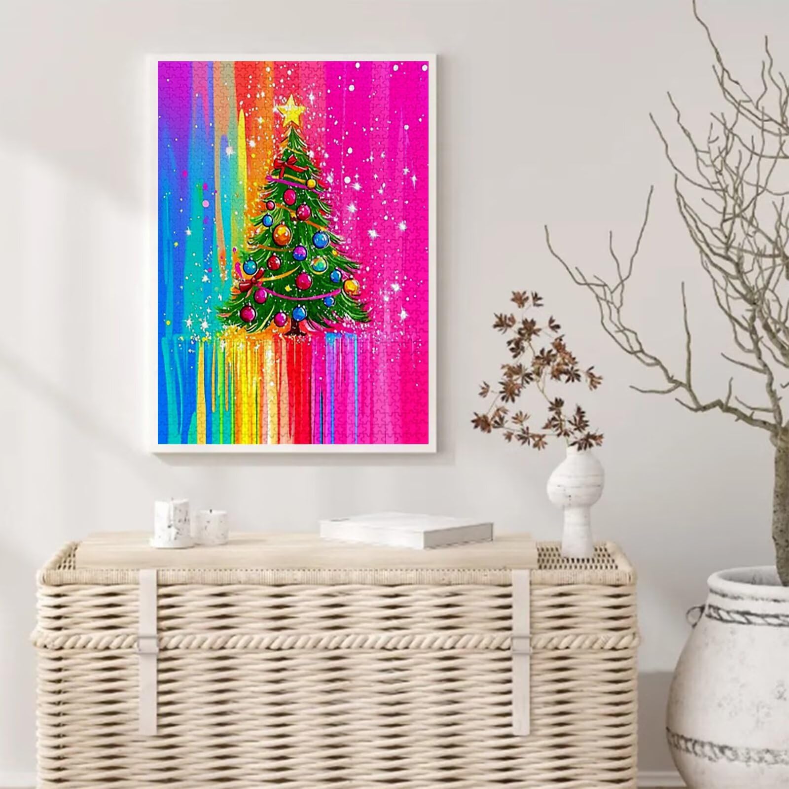 Puzzle 5000 elementów dla dorosłych, puzzle z motywem choinki, duże drewno układanka 156 x 105 cm, początkująca dziewczyna edukacyjna wyzwanie zabawka z opakowaniem na prezent do dekoracji pokoju