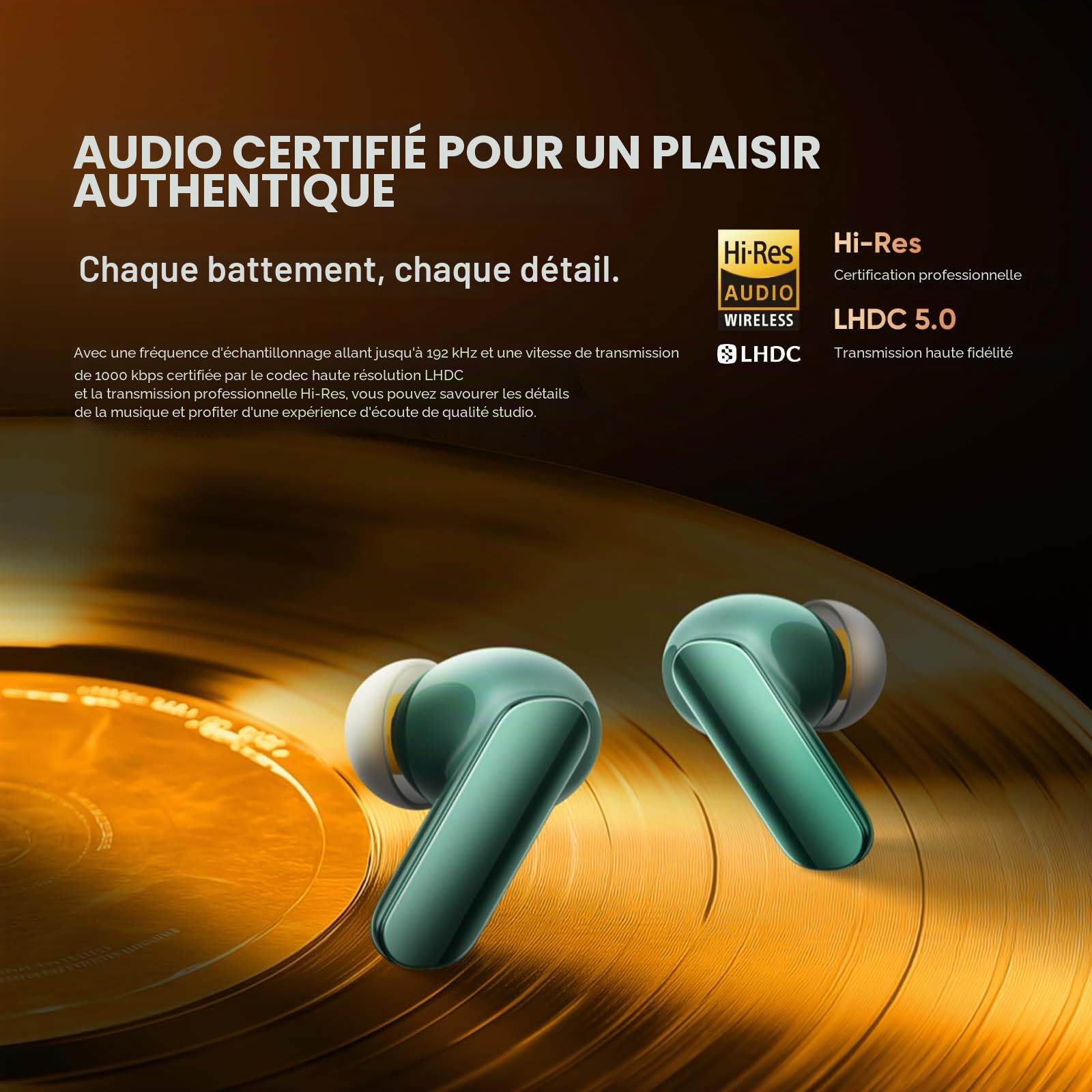 realme Buds Air 7 Pro Écouteurs Bluetooth sans Fil, Adaptative 53dB, Haut-parleurs 11mm+6mm Double DAC, LHDC-V5 Hi-Res Audio, Autonomie 48H, Bluetooth 5.4, Réduction Bruits Appels IA, IP55, Beige
