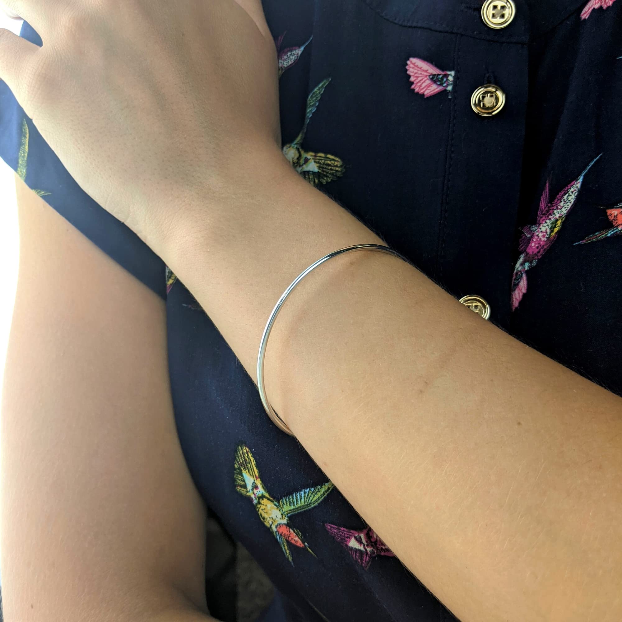 Silverly Braccialetto Impilabile con Tubo Sottile Rotondo Argento 925 | Bracciale in Argento Sterling per Donna | Elegante Bracciale Chiuso Slip-on | Braccialetti Classici da Indossare Tutti i Giorni