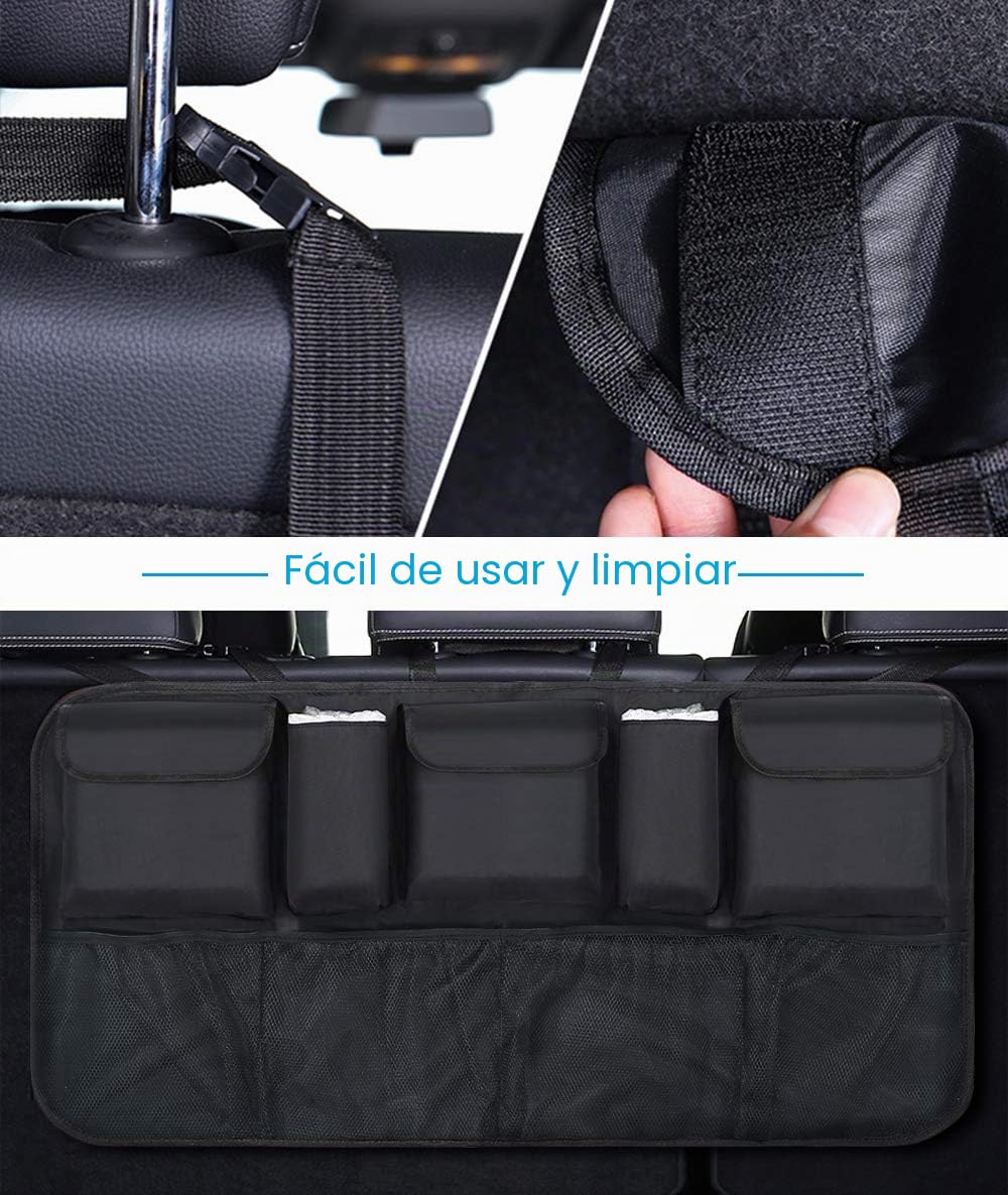 URAQT Organizador Maletero, Bolsas de Malla para Coche con 9 Bolsillos, Correa Ajustable y 3 Cinta de Fijación, Adecuado para SUV, MVP, 52x105cm