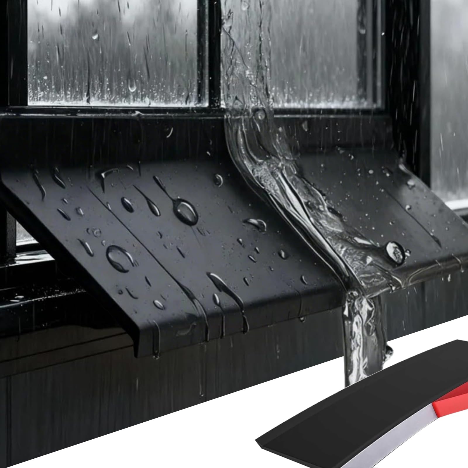 5M Self Adhesive Window Weather Bar – Black Rubber Rain Deflector & Drip Guard, Universal Weather Stripping for Outside Doors, Sliding/Casement Windows, Cars & Trucks (4.5cm x 5m)