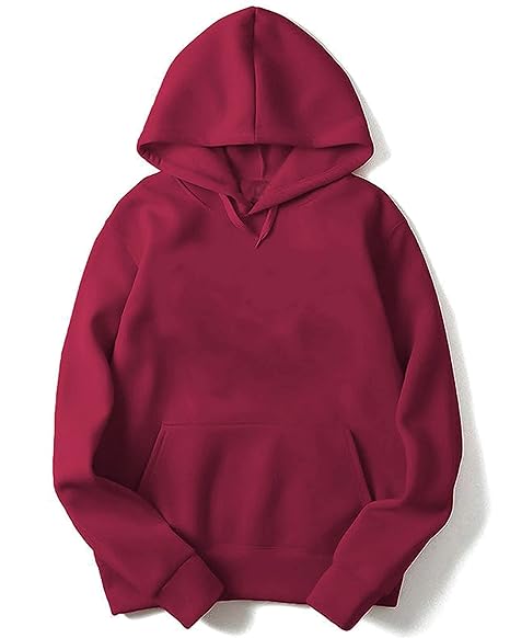Hopcara Kids Unisex Winterwear Hoodie Plain Non-Printed Sweatshirt Black with Kangaroo Pockets