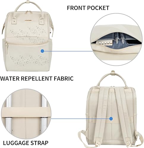 Miniatura 5 de KROSER Mochila para computadora portátil de 15.6 pulgadas, mochila casual universitaria, Beige, Mochila para laptop