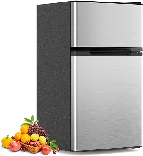Miniatura 9 de COWSAR Refrigerador de 3.2 pies cúbicos con congelador, refrigerador compacto con 2 puertas para Negro,Gris,Plateado,Blanco