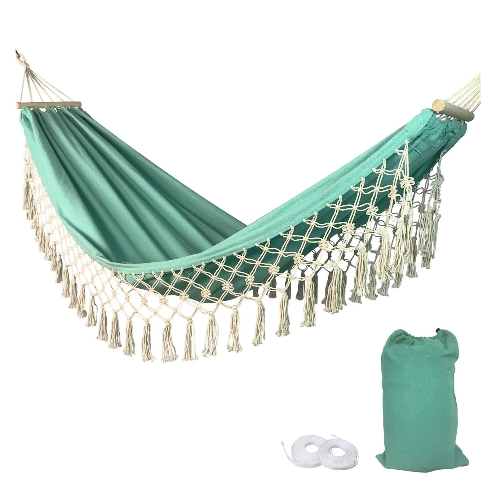 Hammock Outdoor Camping Leisure Canvas Thickened Swing Hammock Anti-rollover Perfect for Garden Patio Backyard(Green)