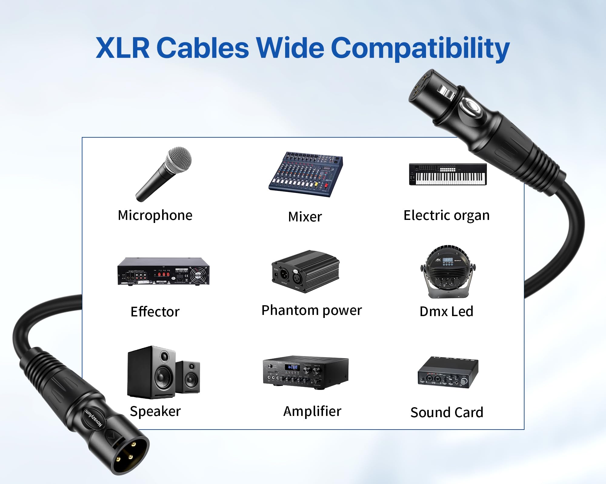 Cavi XLR da 0,8 m - Confezione da 10 cavi per microfono da maschio a femmina, con cavo bilanciato schermato XLR a 3 pin per altoparlanti e microfono