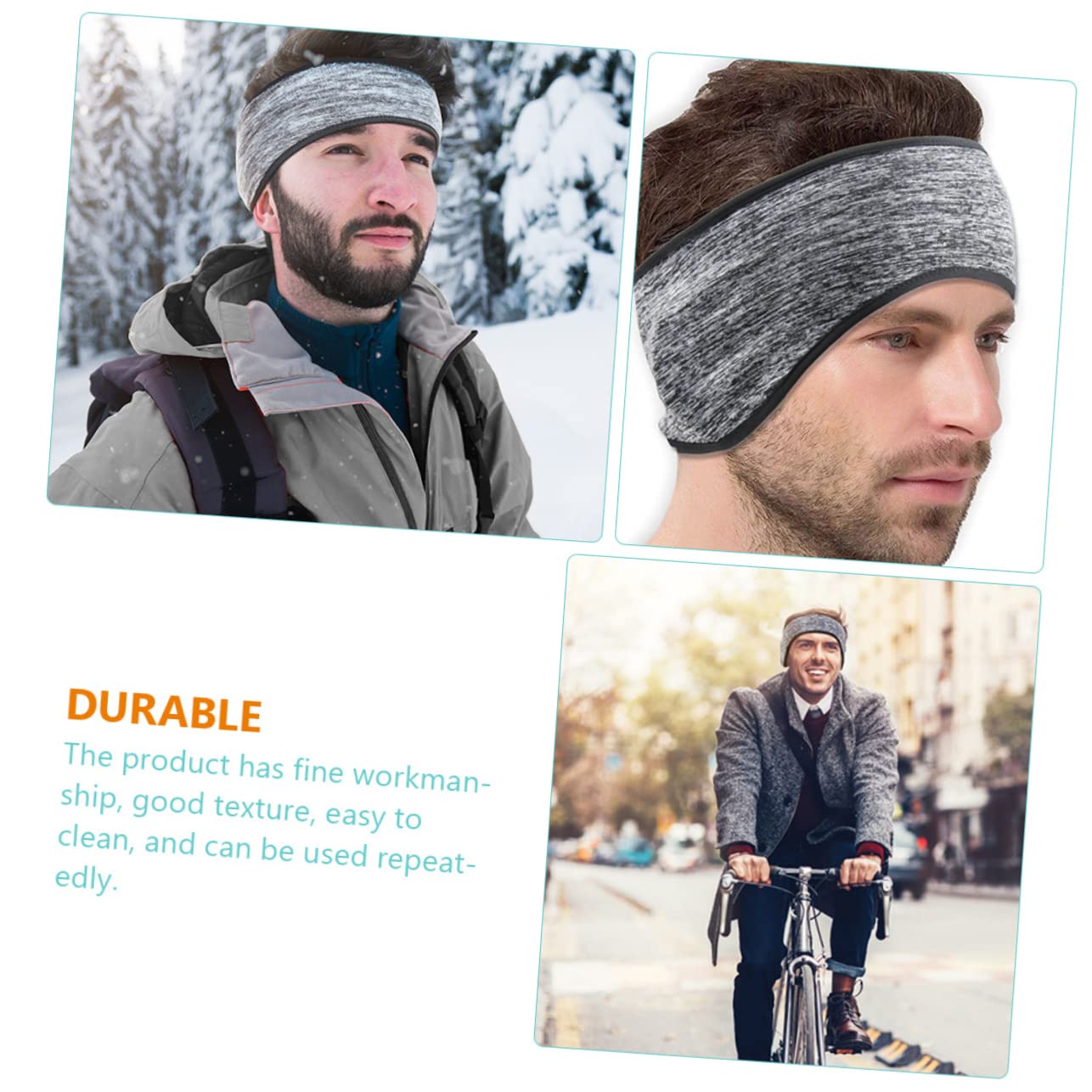 Toyvian 4 Ensembles Sangle De Cheveux De Protection De L'oreille Bandeau Noir Bande pour Hommes Bandeau d'exercice Fleuve Bordé Hommes Sports d'hiver Polyester 3 Pièces * 4