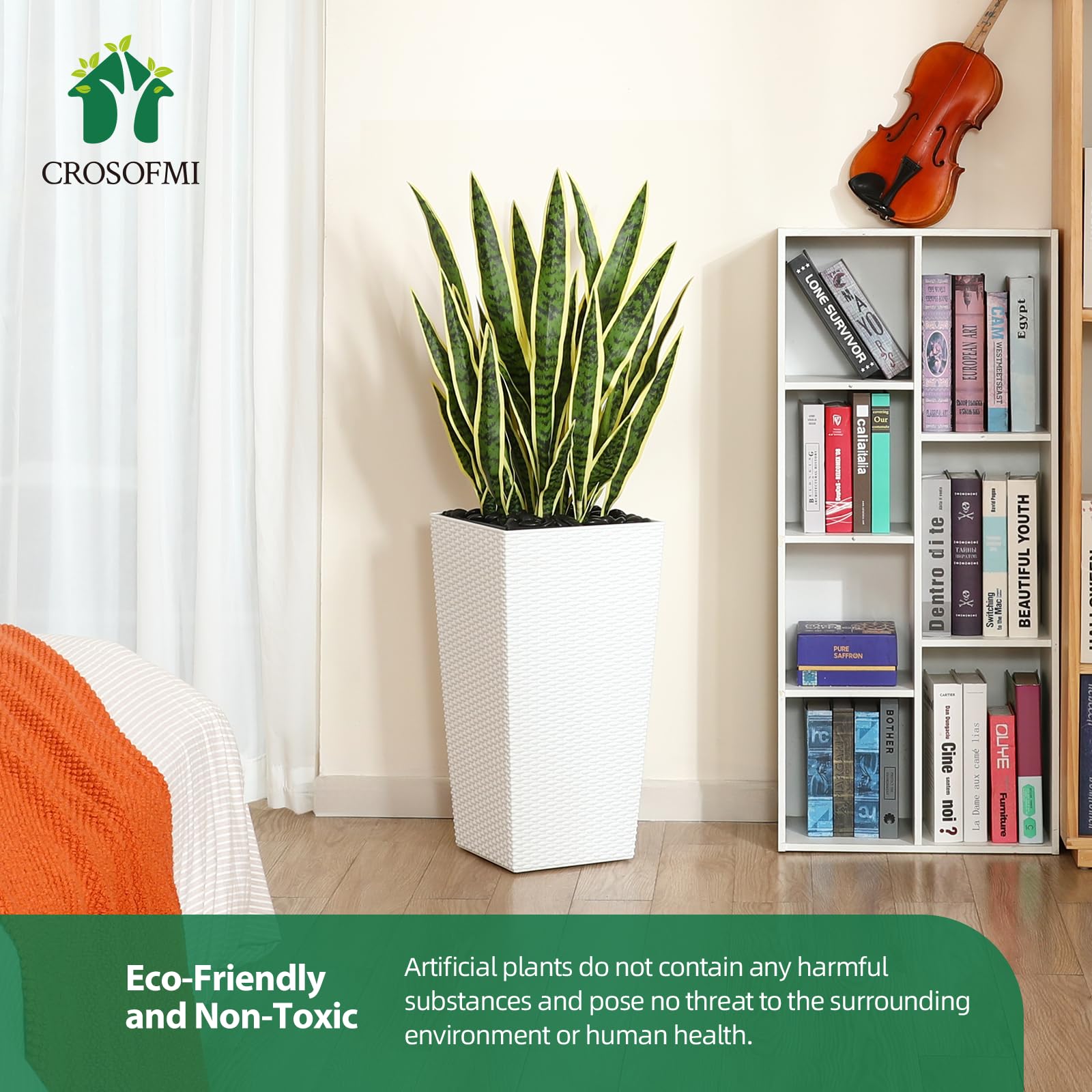 Amazon.de: CROSOFMI Sansevieria Knstlich Gro 120 cm Knstliche Pflanzen  bogenhanf mit Pflanzentopf aus Kunststoff Kunstpflanzen wie Echt fr Balkon  Wohnzimmer Outdoor Deko (Wei)