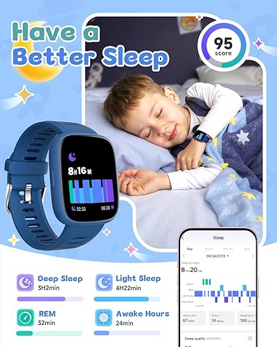 Miniatura 6 de Reloj inteligente para niños con rastreador de ubicación (solo iOS), rastreador de actividad física con contador de pasos, podómetro, frecuencia