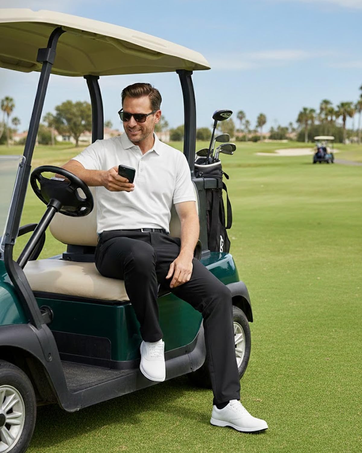 Zylioo Pantalon de golf long pour homme avec couture d'entrejambe extensible, pantalon de travail à séchage rapide léger avec poches