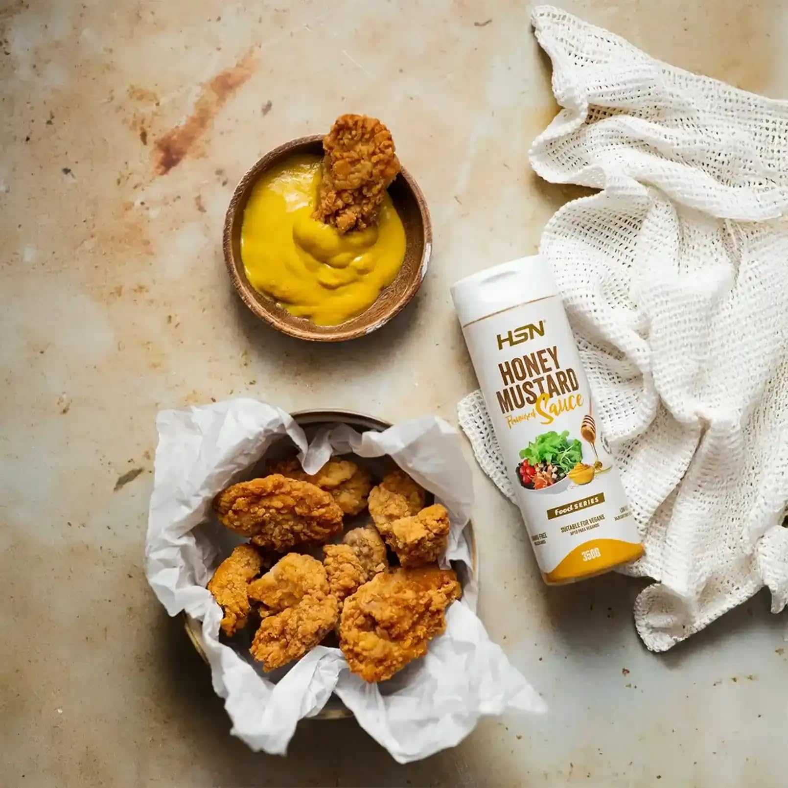 Salsa Mostaza Miel 0% Grasa 100% Sabor HSN 350 g Baja en Azúcares Calorías Apto Veganos Keto Sin Gluten