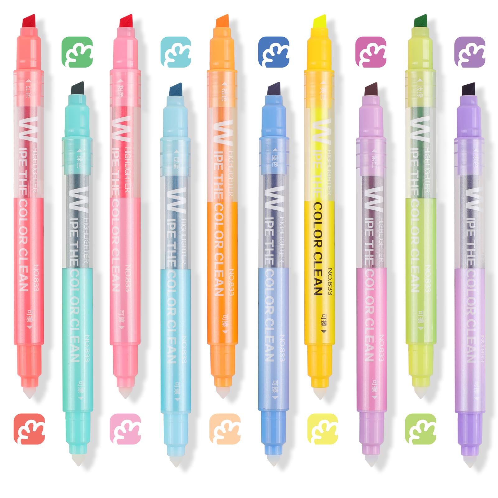 Evidenziatori Cancellabili A Doppia Punta - 12 Colori Pastello Per Studio E Ufficio - Foto 5