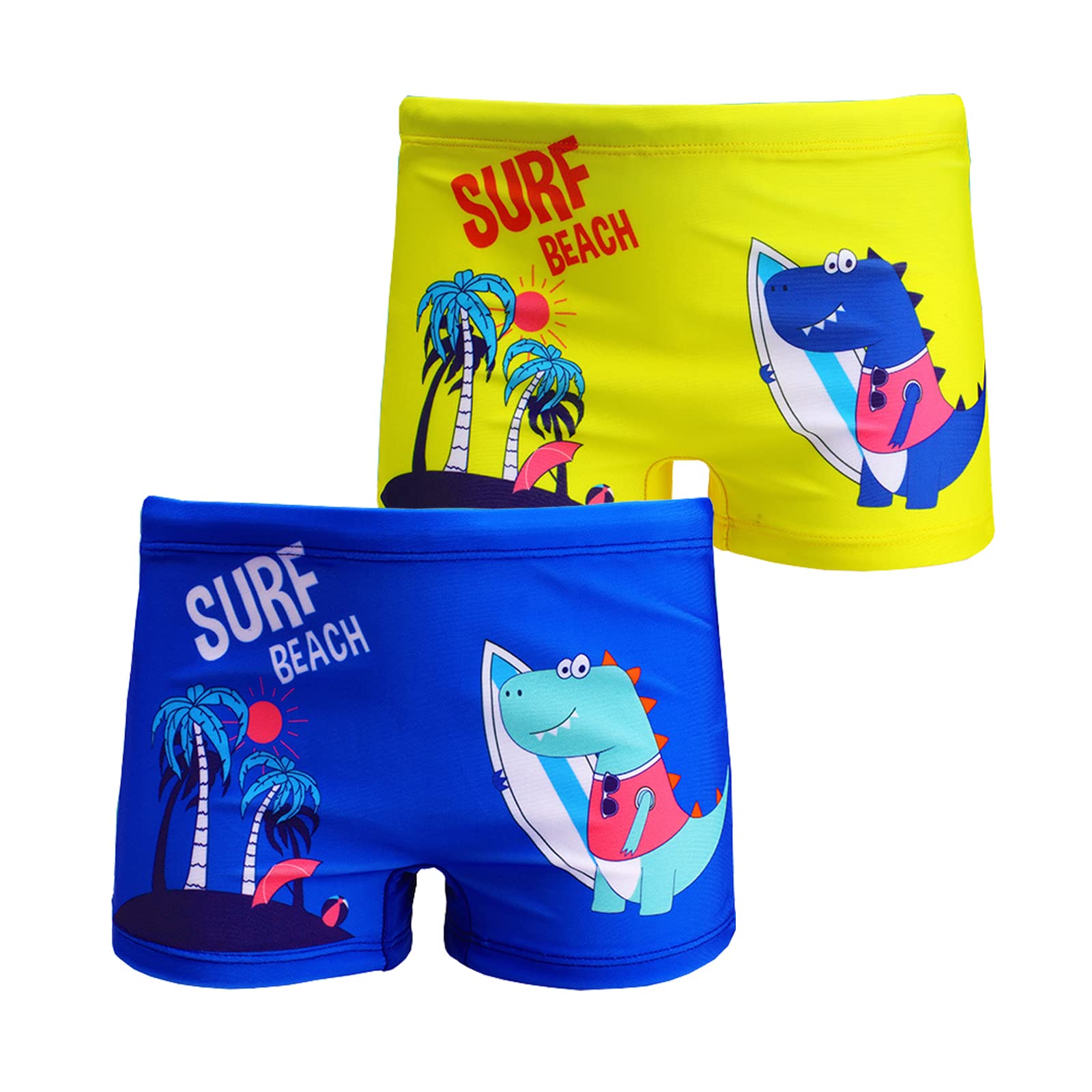 NautySaurs Paquete de 2 Bañadores Cortos niños de 1 a 10 años, Trajes de baño para niños pequeños Lindos Pantalones Cortos de Dinosaurio