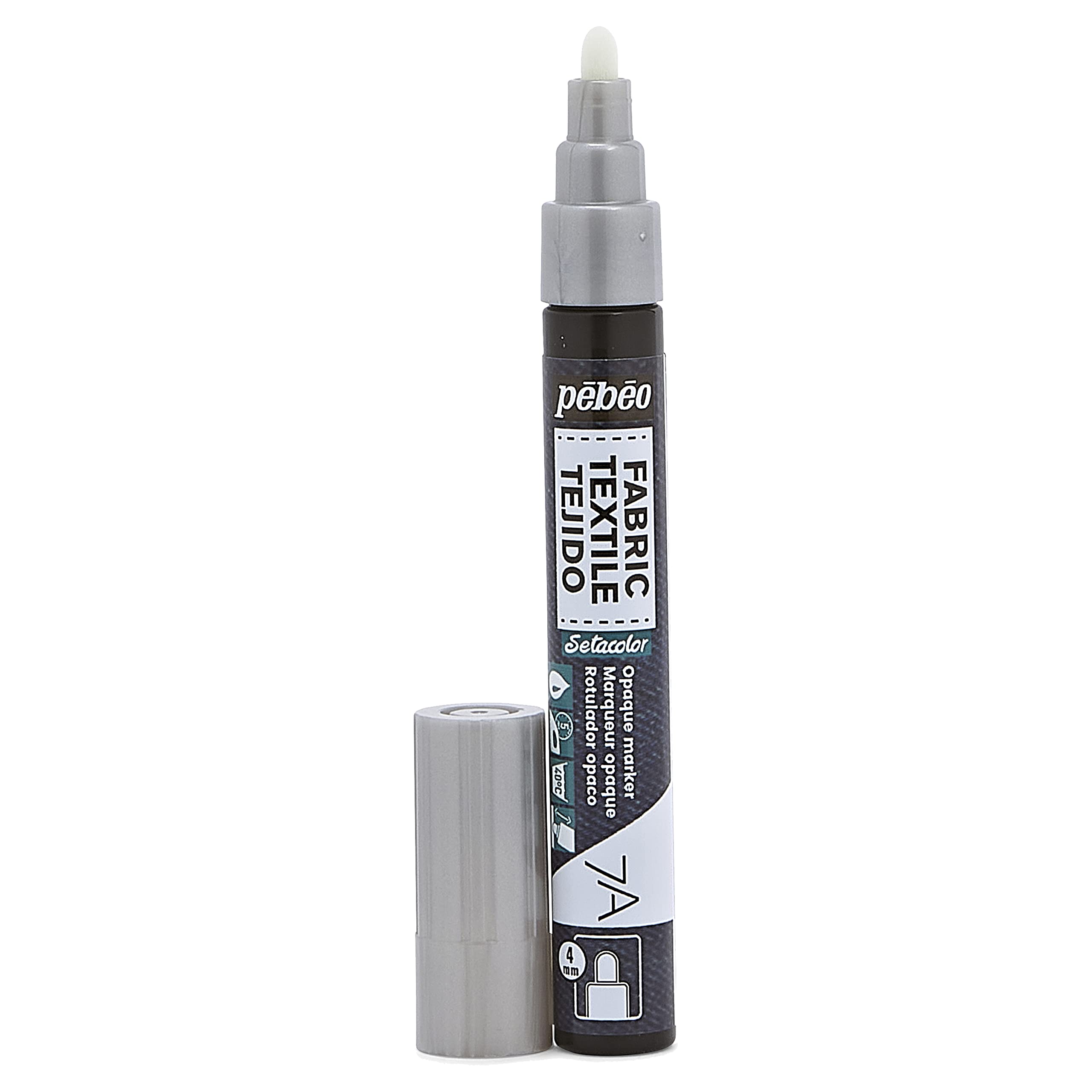 Pebeo 7A Opaque Silver Fabric Marker - 4M - Image 3