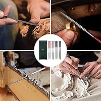 Vista 7 de 5 limas de aguja de diamante mini y 5 limas de aguja de acero, empaquetadas en funda de cuero sintético, para trabajos de lijado de alta precisión