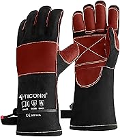TICONN 16" Welding Gloves 1000°F Heat-Resistant Fireproof Leather for Mig Tig Forge BBQ Oven XL/XXL