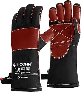 TICONN 16" Welding Gloves 1000°F Heat-Resistant Fireproof Leather for Mig Tig Forge BBQ Oven XL/XXL