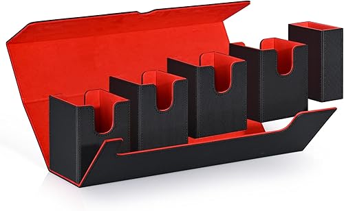 Caja de cartas con bandeja de dados para MTG, funda de cartas 5 en 1 con capacidad para más de 800 tarjetas sin mangas, organizador magnético fuerte