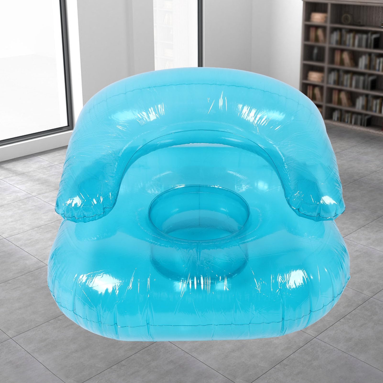 Divano gonfiabile trasparente poltrona ergonomica gonfiabile in PVC per soggiorno interno ed esterno a bordo piscina leggero portatile blu