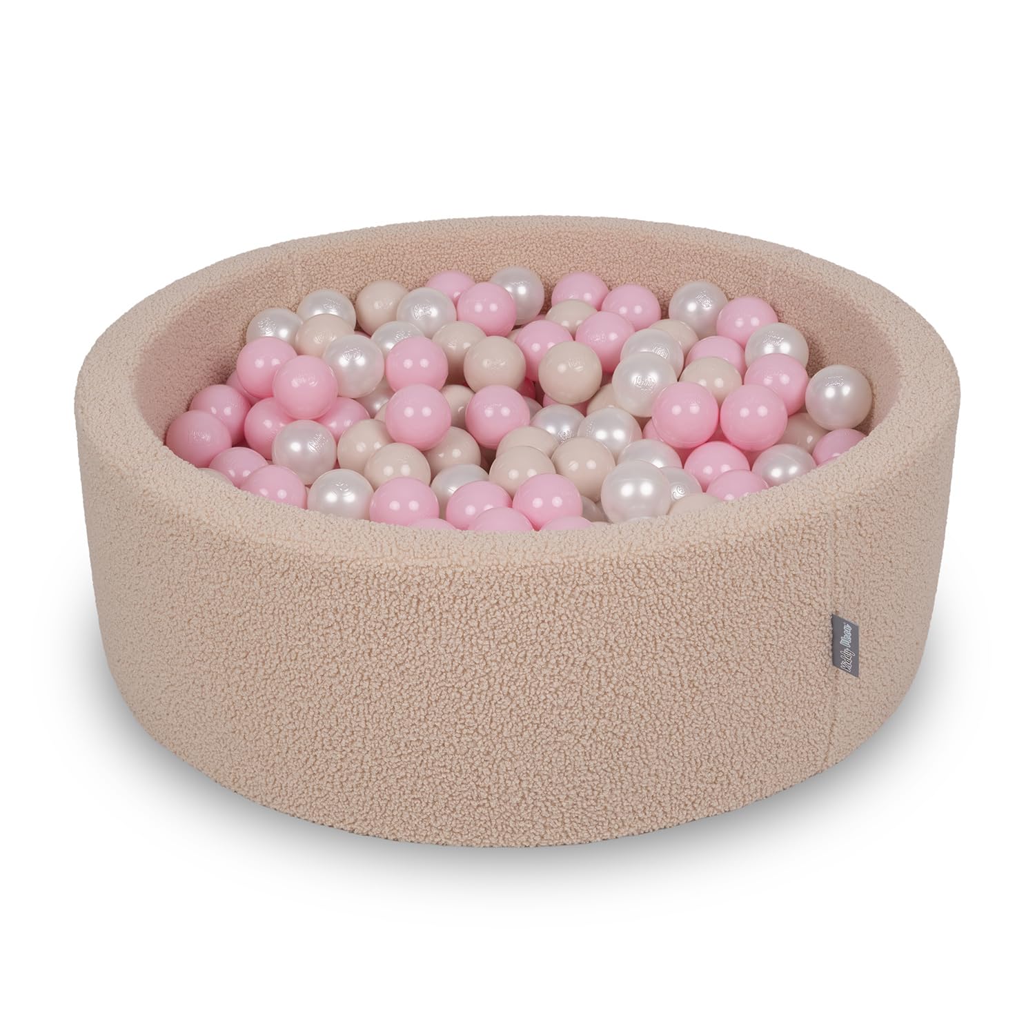 KiddyMoon Ball Pit For Baby With Teddy Plush, Large 7 Cm Balls For A Fuller Ball Pit, From 8 Months, Removable Cover