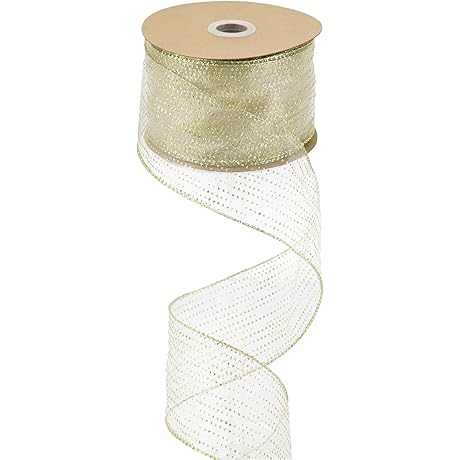 MEEDEE Glitter Gold Polka Dot Christmas Ribbon
