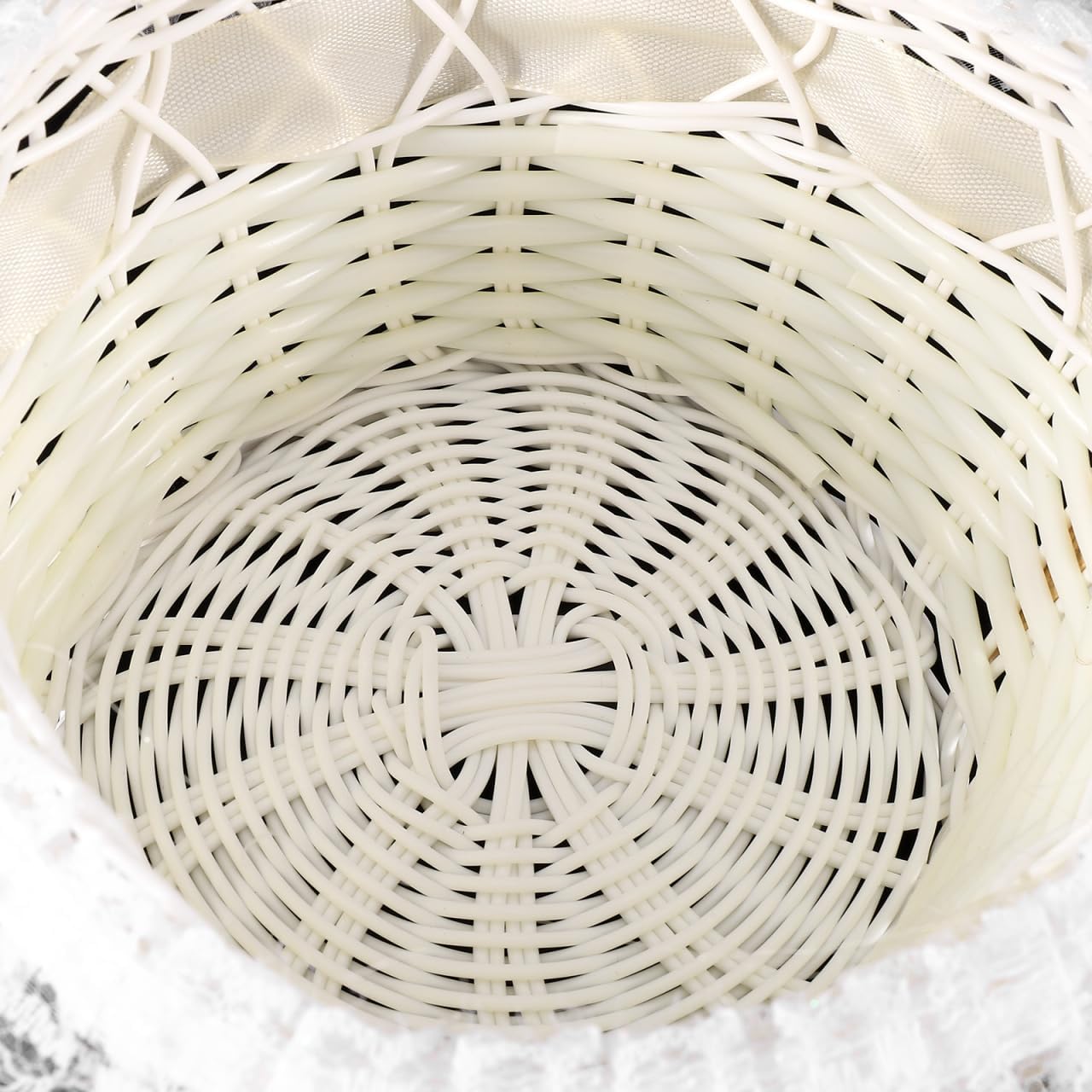 Rustic Flower Girl Basket with Handle 8.26X7.08X7.08 Inch Lightweight Woven Petal Basket for Wedding Party Ceremony Table Centerpiece