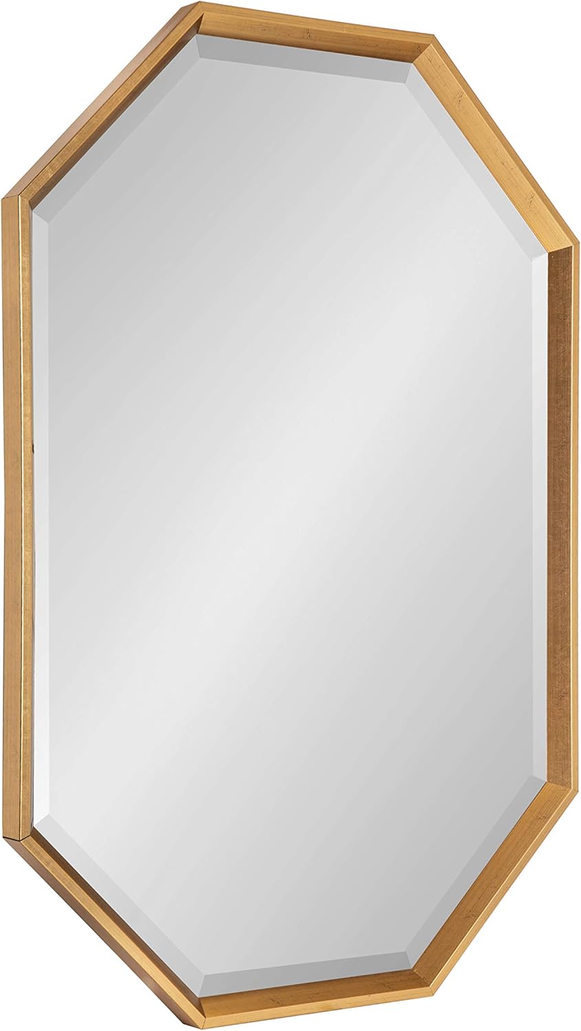 Kate and Laurel Calter Large Elongated Octagon Frame Wall Mirror, 25.5 x 37.5, Gold
