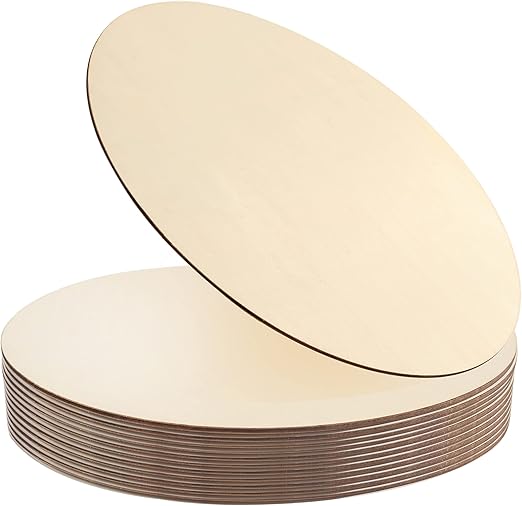 12Pcs 12 Inch Wood Circles for Crafts, Unfinished Blank Wooden Rounds Slice Wooden Cutouts for DIY Crafts, Door Hanger, Sign, Wood Buring, Painting, Christmas Décor
