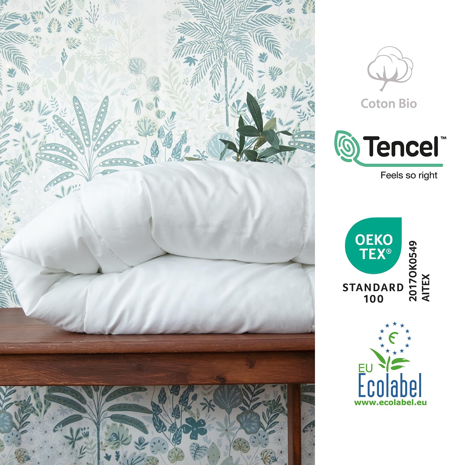 Kadolis - Couette Bébé 75x120 cm Tencel™ Coton Bio - Hawi | Idéale transition gigoteuse/couette - température idéale - sans Traitement Chimique ajouté - certifié OEKO-TEX®