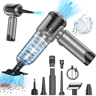 Aspirador de Mano, 16000PA Mini Aspirador Coche Potente, 6000mAh Recargable Aspiradora Sin Cable, Aspirador de Mano Portatil Multifunción, HEPA-Filtro, para Coche, Hogar, Oficina, Pelo Animal