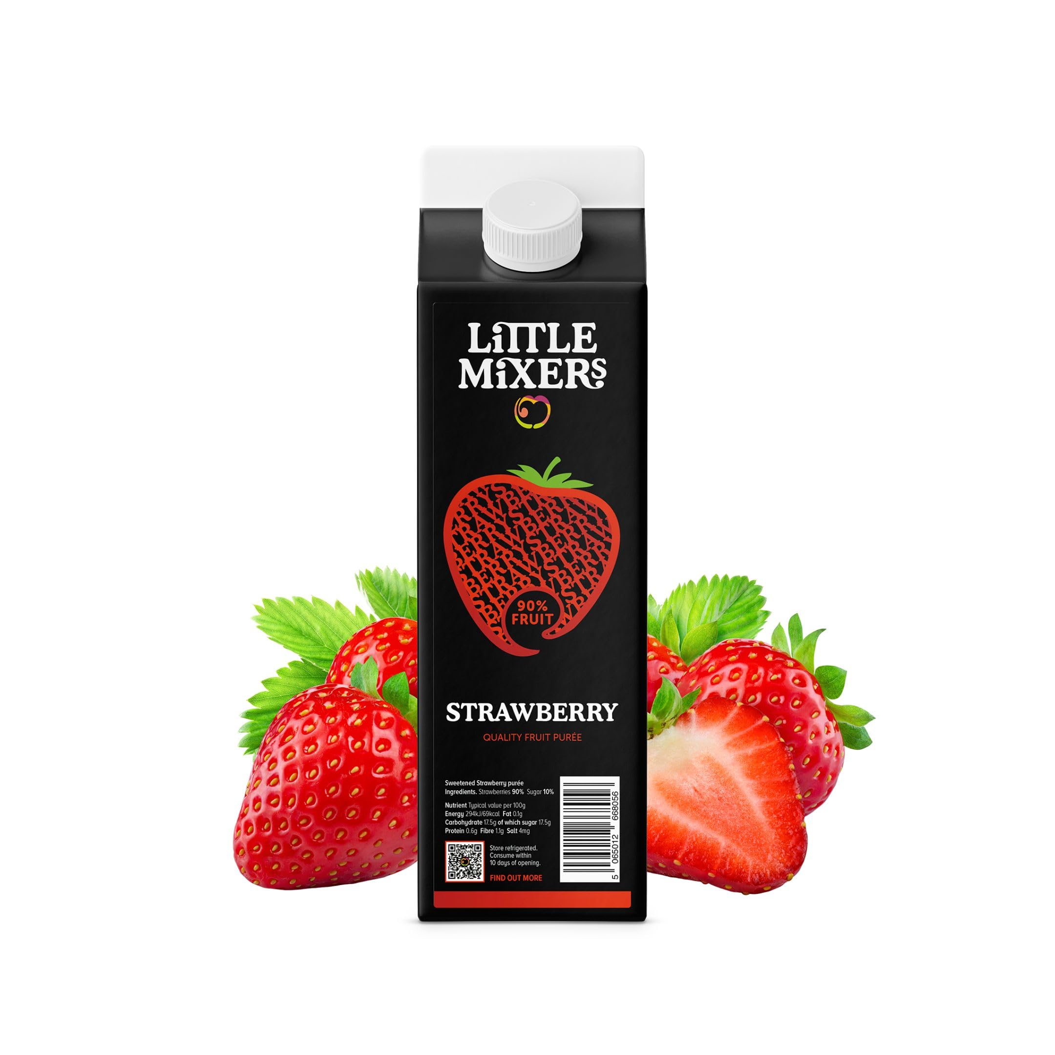 Little Mixers Quality Strawberry Puree for Cocktails, Desserts & Smoothies (1 Kg) | Ready to Use Fresh Fruit Cocktail Ingredients - Rich, Natural & Pure Taste Cocktail Mixers