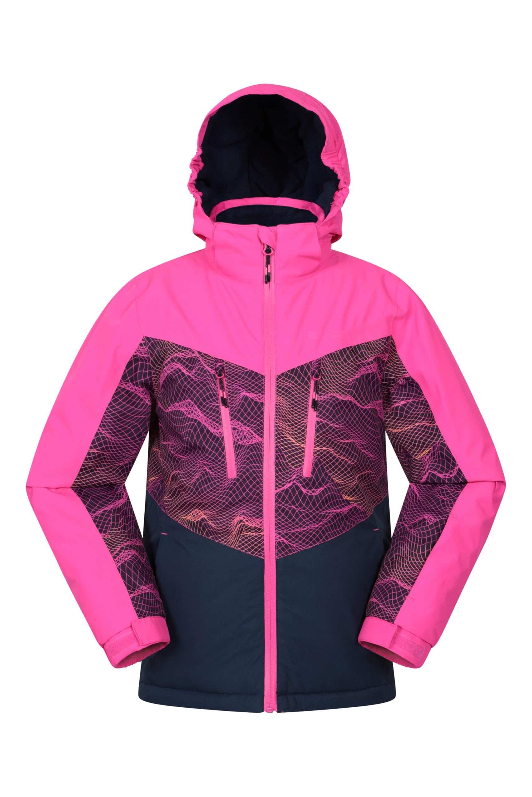 Mountain Warehouse Boys Dark Pink Storm Ii Kids Printed Extreme Ski Jacket - Taped Seams, Breathable With Detachable Hood, & Girls - Best For Autumn Winter, Sports & Outdoors Kids Size 9-10 Years