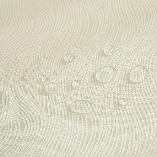 Miniatura 4 de SPRICA Mantel redondo de jacquard de 78.7 in, resistente al agua, peso pesado, suave, lavable a máquina, color beige